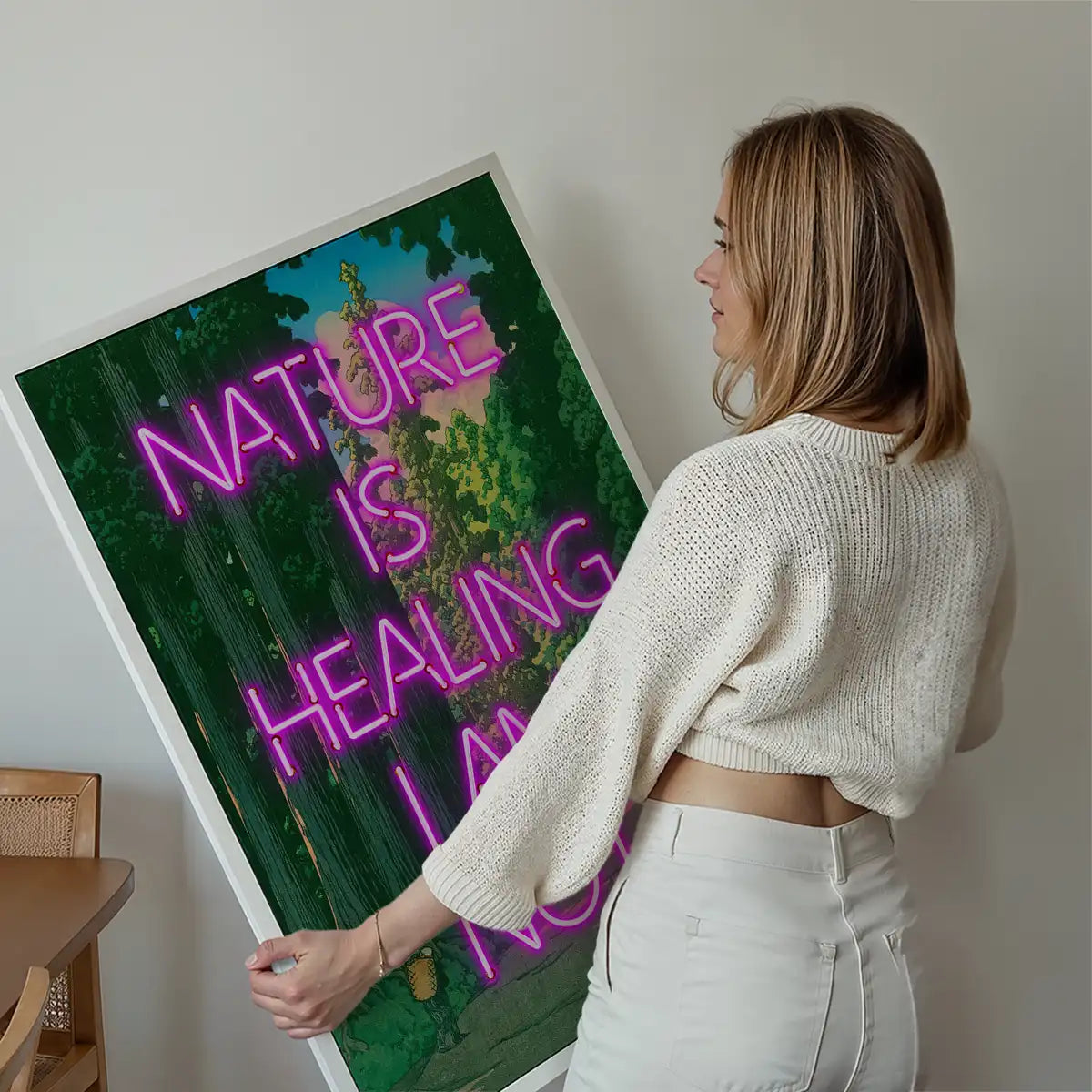 Nature Is Healing Neon Quote Print