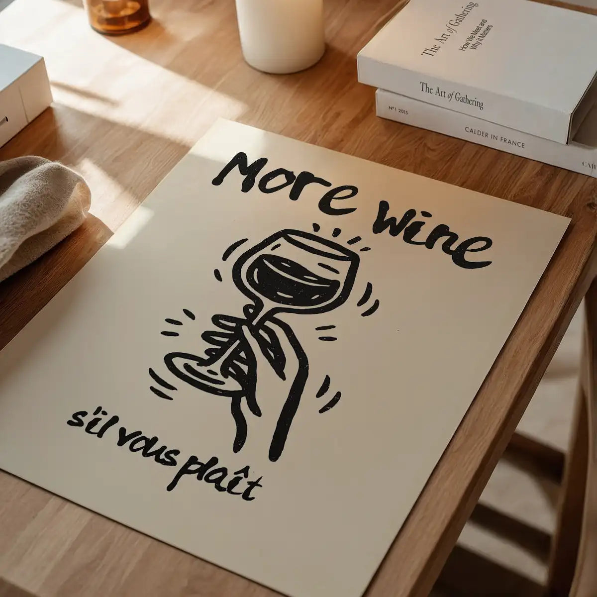 More Wine s'il vous plaît Quote Print