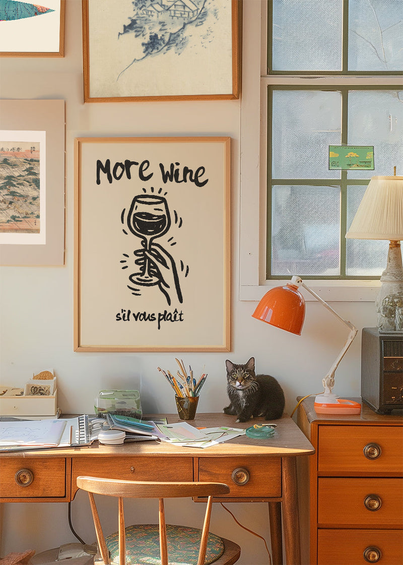 More Wine s'il vous plaît Quote Print