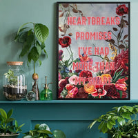 Heartbreak Promises Lyrics Quote Print