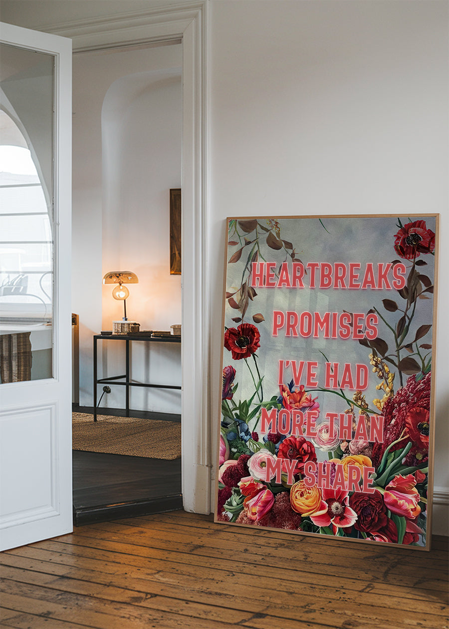 Heartbreak Promises Lyrics Quote Print