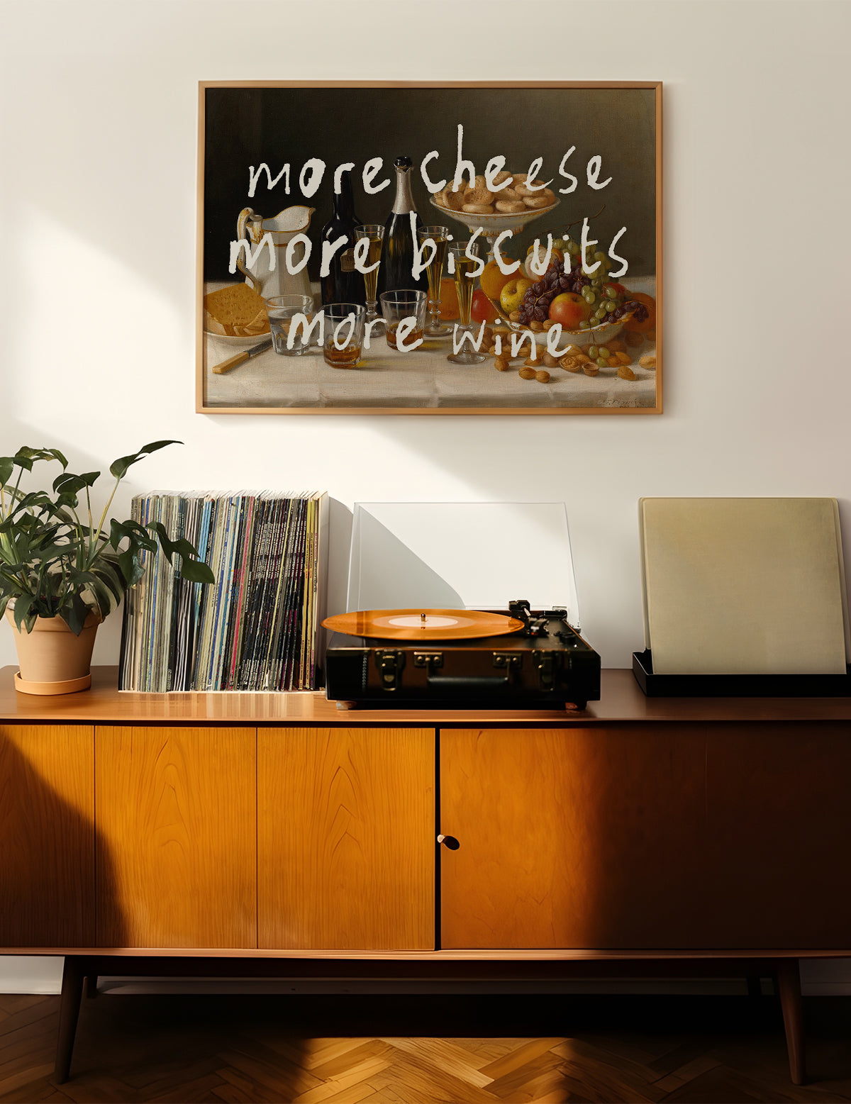More Cheese Biscuits Wine Quote Print