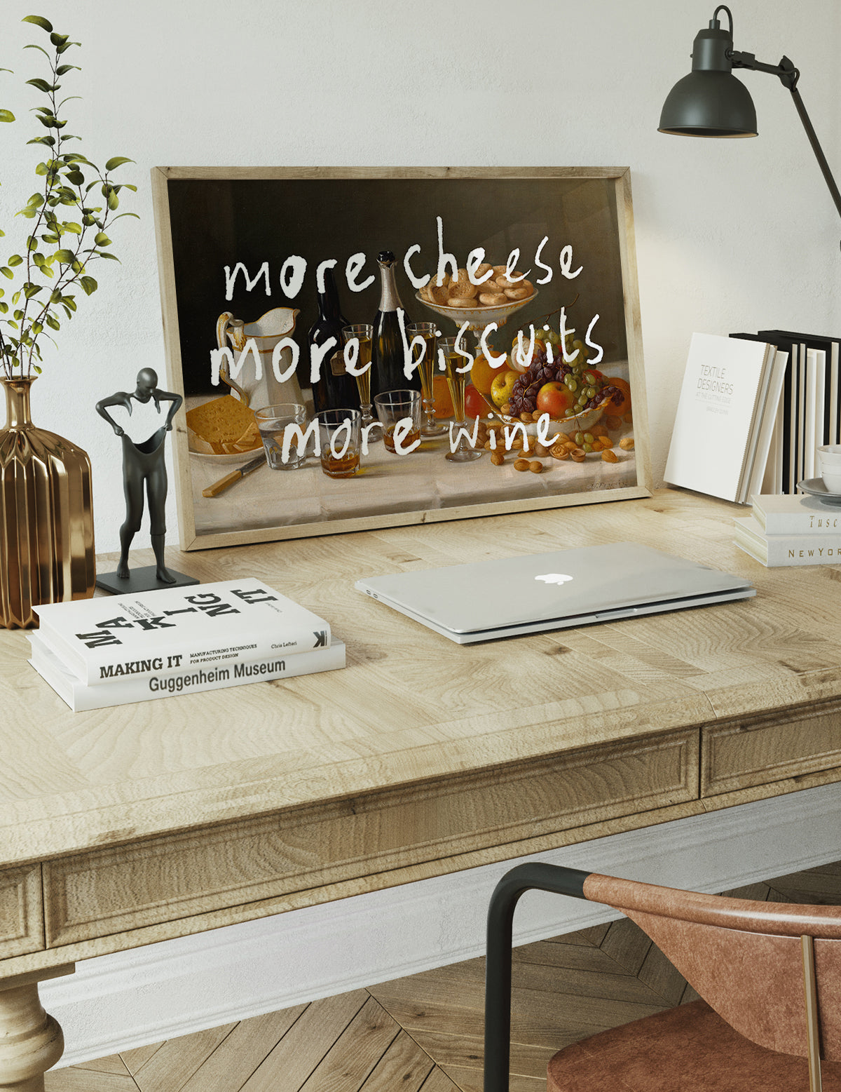 More Cheese Biscuits Wine Quote Print