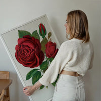 Red Rose Vintage Lithograph Print