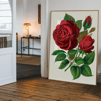 Red Rose Vintage Lithograph Print
