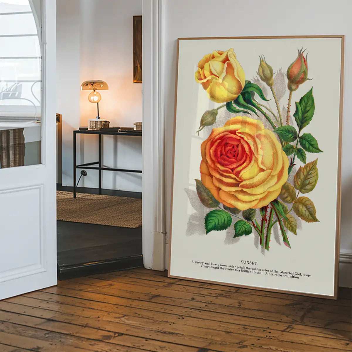 Sunset Rose Vintage Lithograph Print