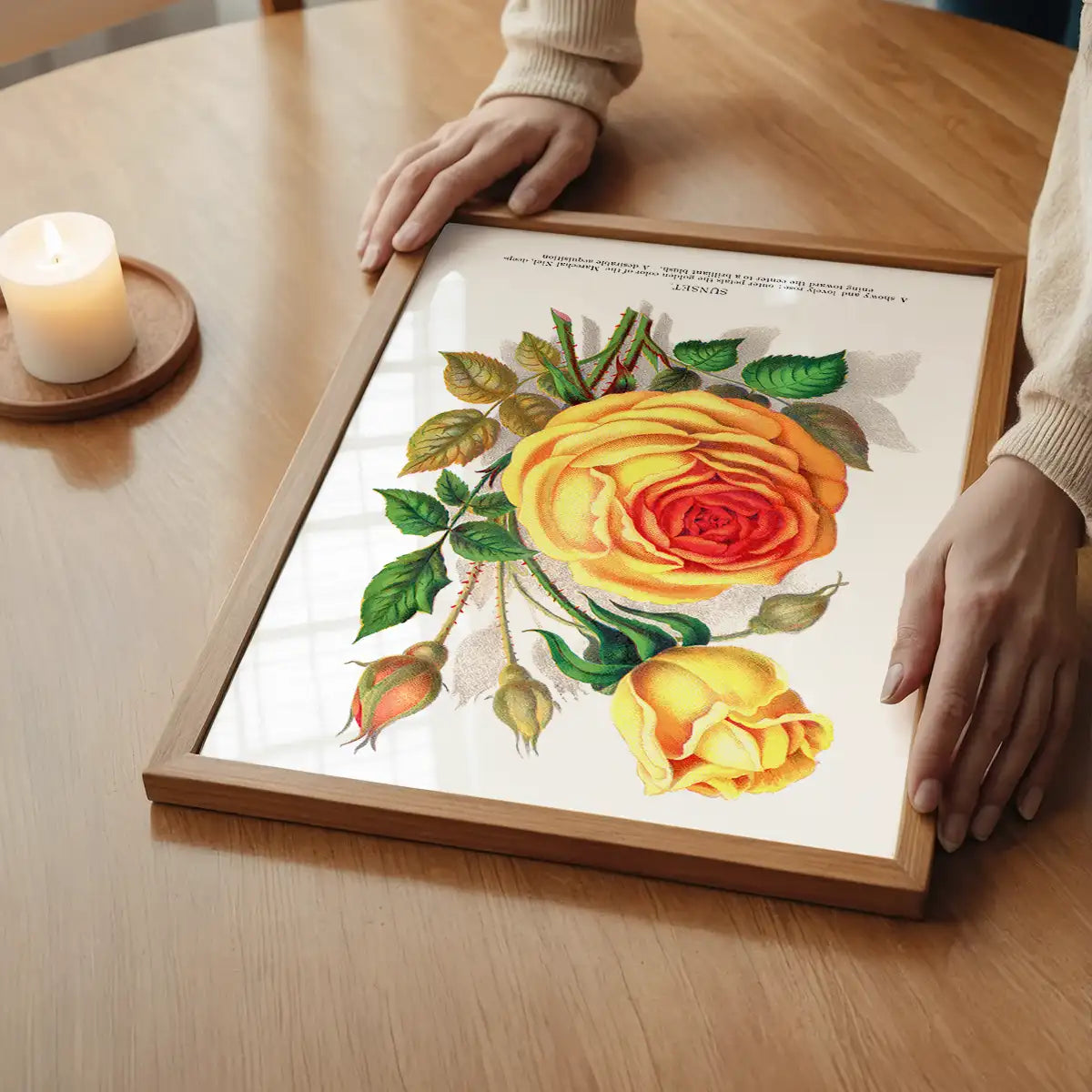 Sunset Rose Vintage Lithograph Print