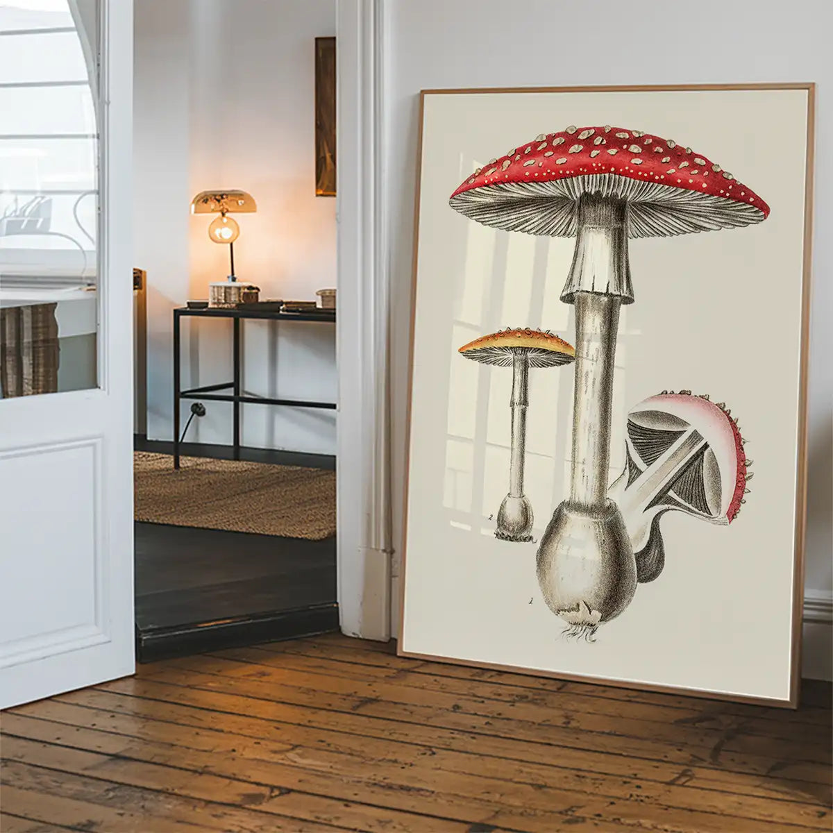 Vintage Red Mushrooms Illustration