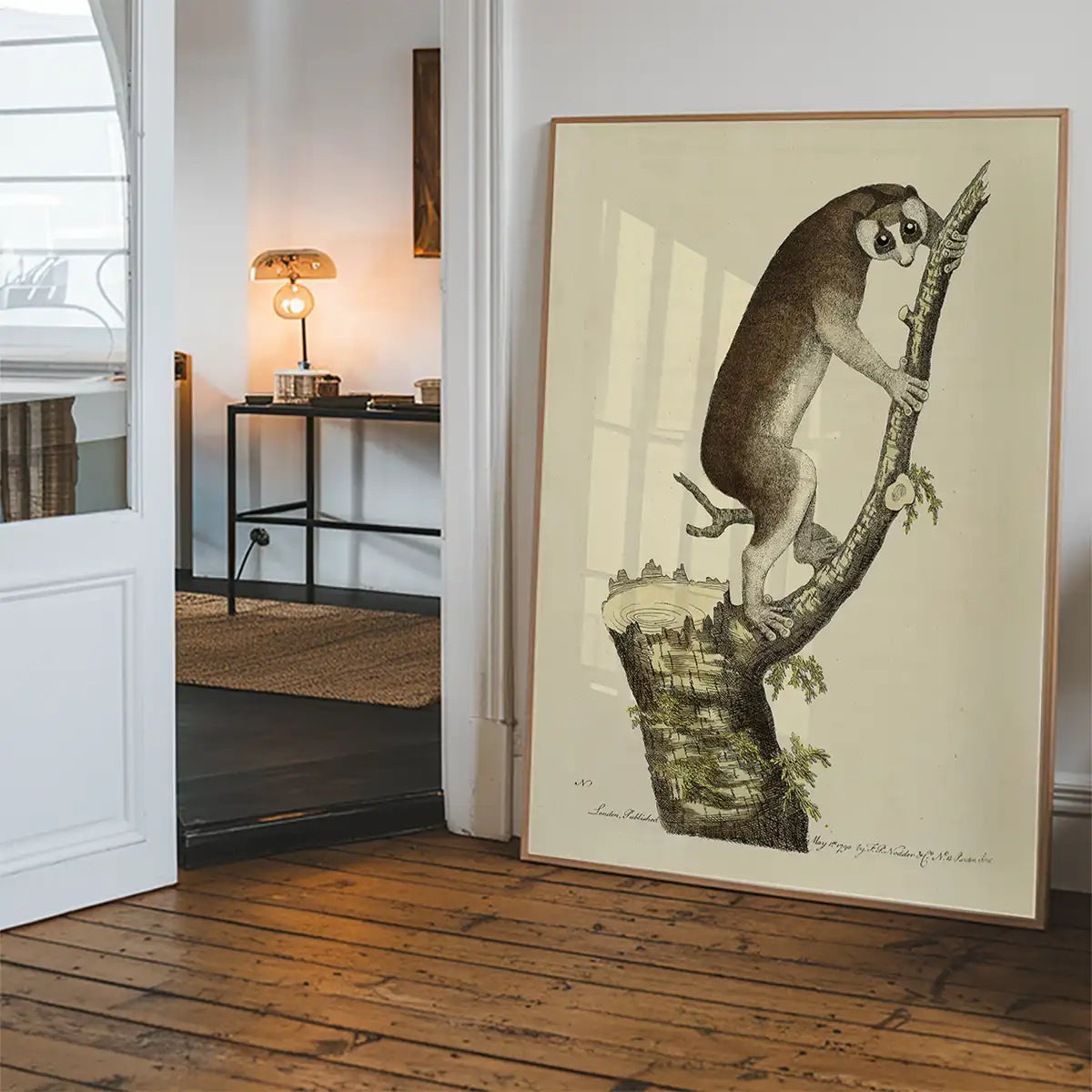 Vintage Lemur Illustration Bird Print