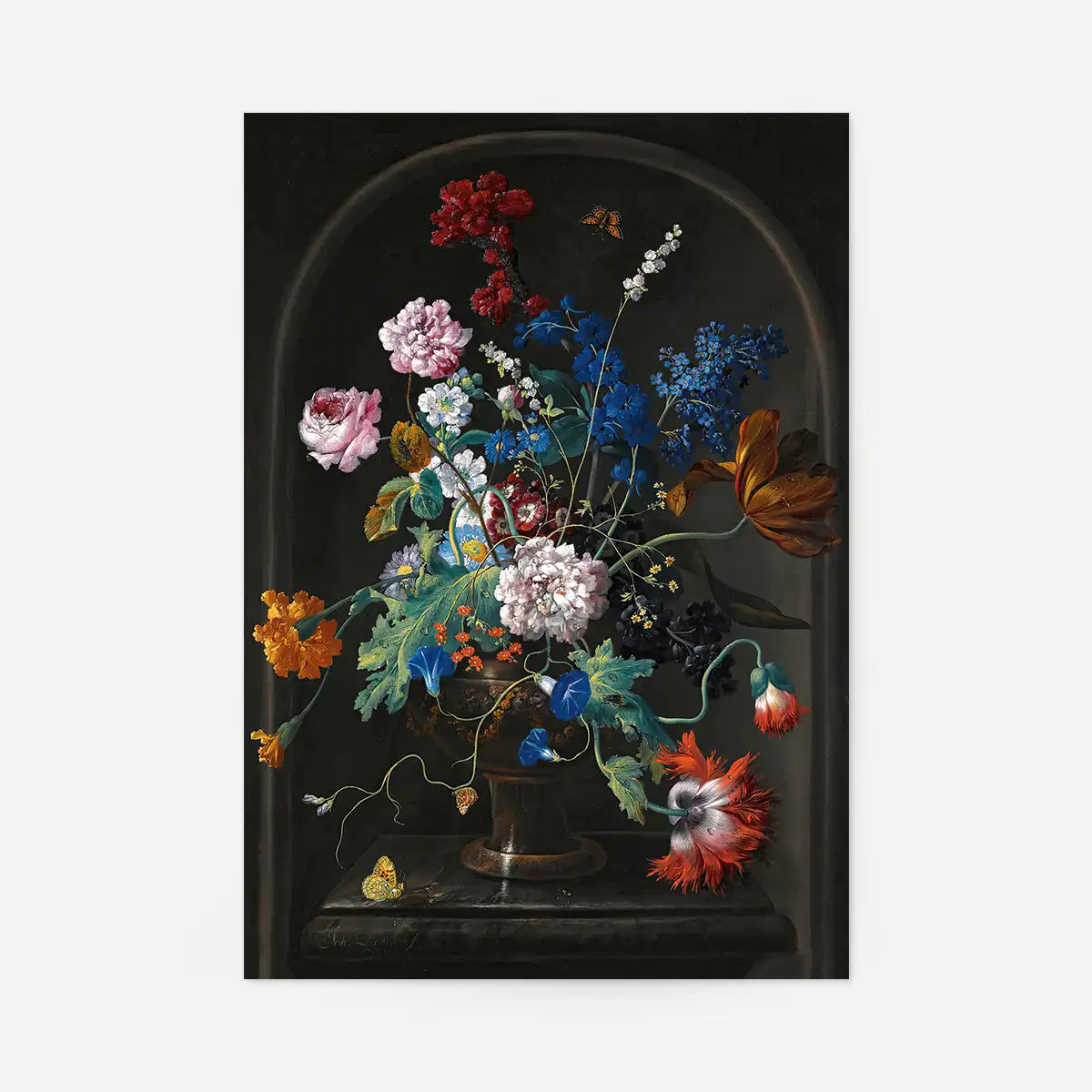 Roses & Tulips by Johann Baptist Drechsler Still Life Painting