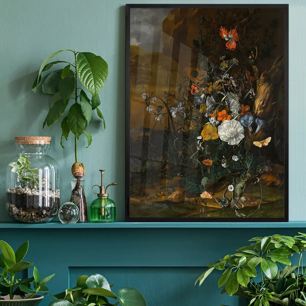 Flowers & Butterflies by Rachel Ruysch Still Life Painting