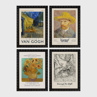 Set of 4 framed prints, Vincent van Gogh painting reproductions — unframed