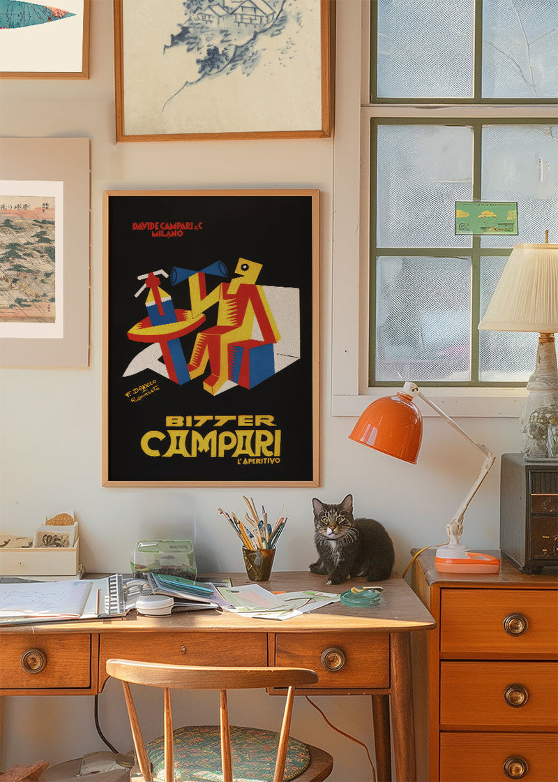 Bitter Campari Black & Yellow Poster Print
