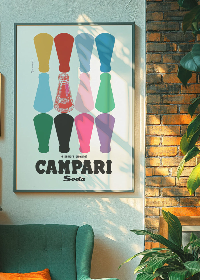 Campari Soda Coloured Bottles Poster Print