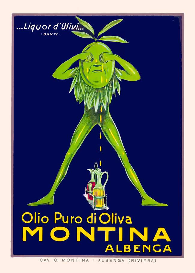 Vintage Montina Olive Oil Advertising Poster Print