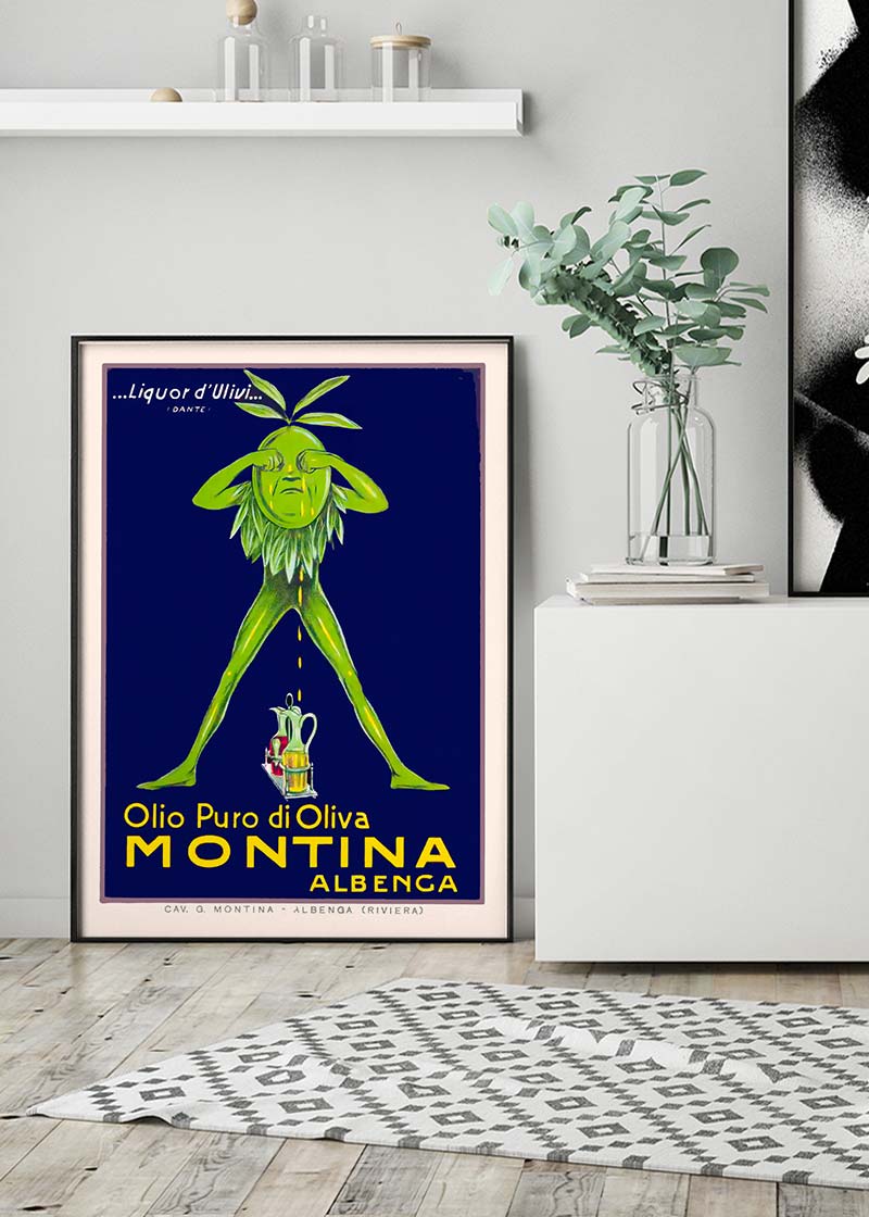 Vintage Montina Olive Oil Advertising Poster Print
