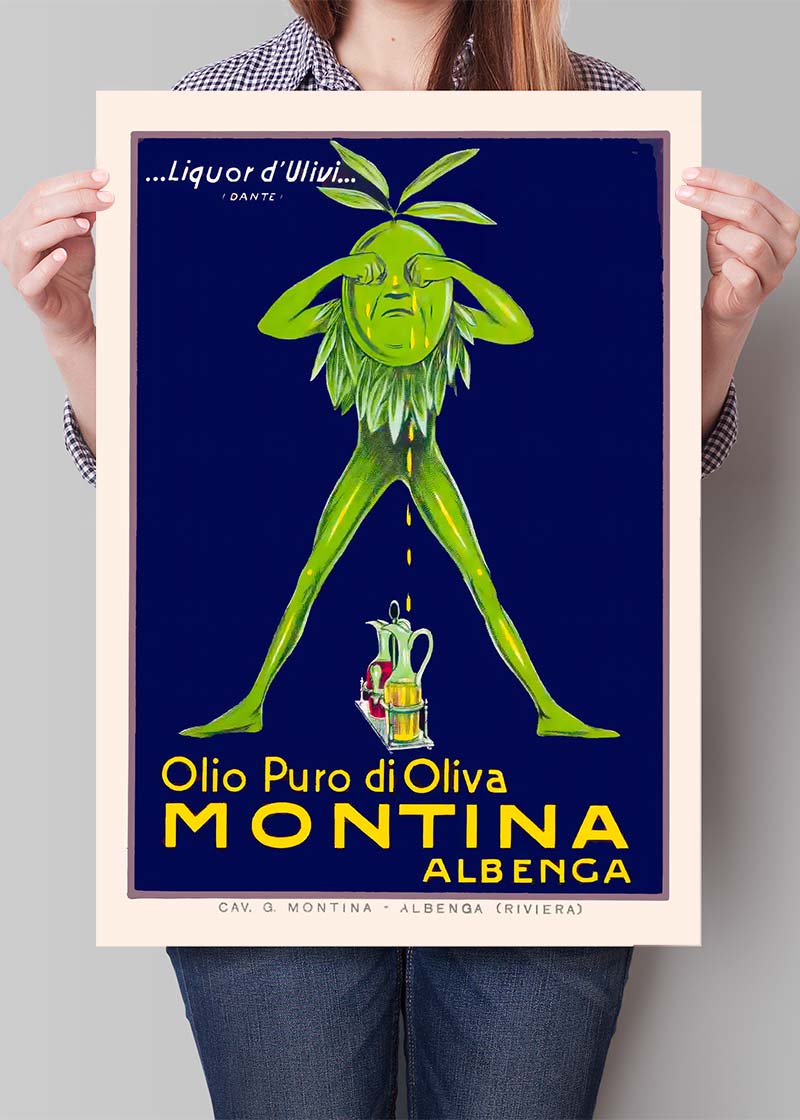 Vintage Montina Olive Oil Advertising Poster Print