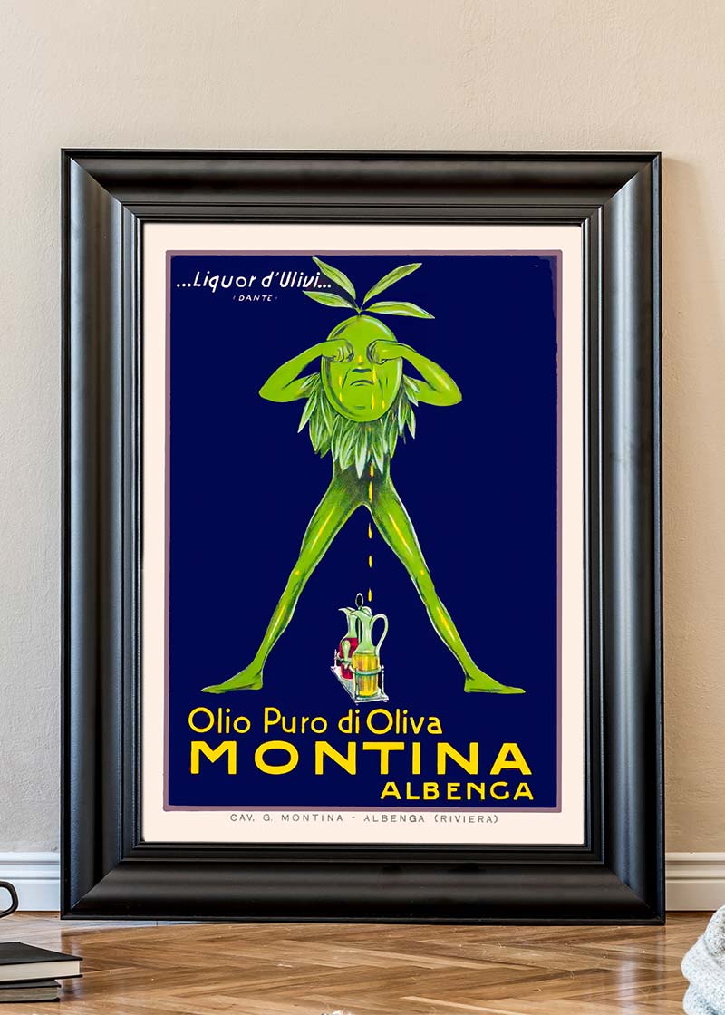 Vintage Montina Olive Oil Advertising Poster Print