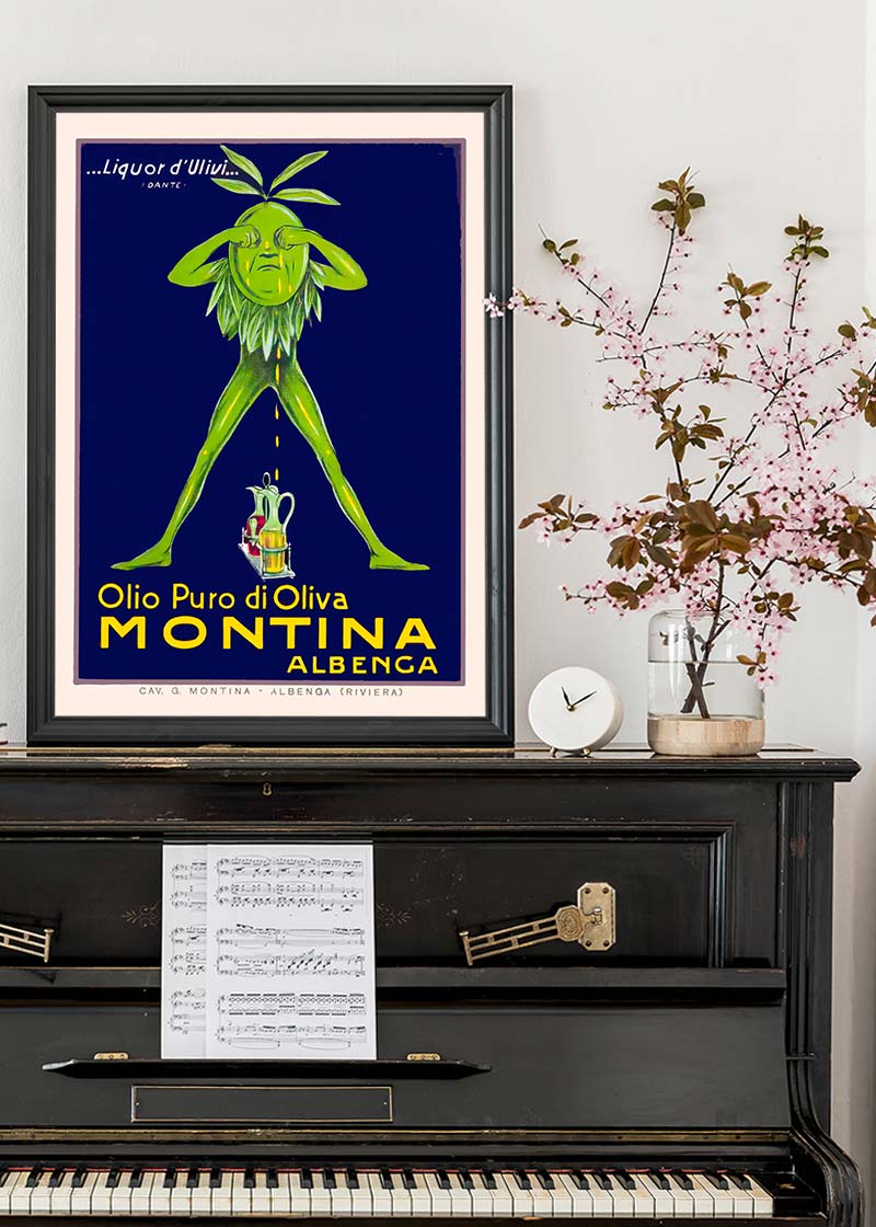 Vintage Montina Olive Oil Advertising Poster Print