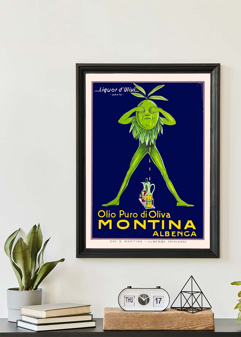 Vintage Montina Olive Oil Advertising Poster Print