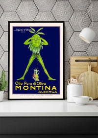 Vintage Montina Olive Oil Advertising Poster Print