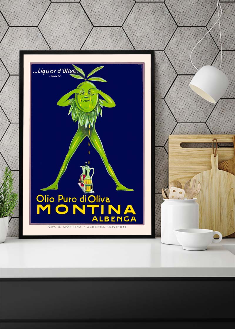 Vintage Montina Olive Oil Advertising Poster Print