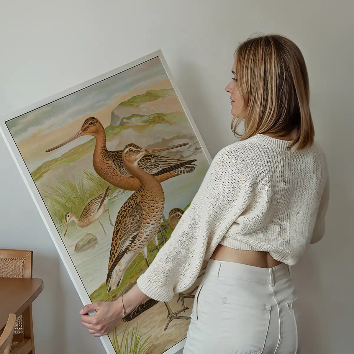 Black Tailed Godwit Vintage Bird Print by Johann Friedrich Naumann