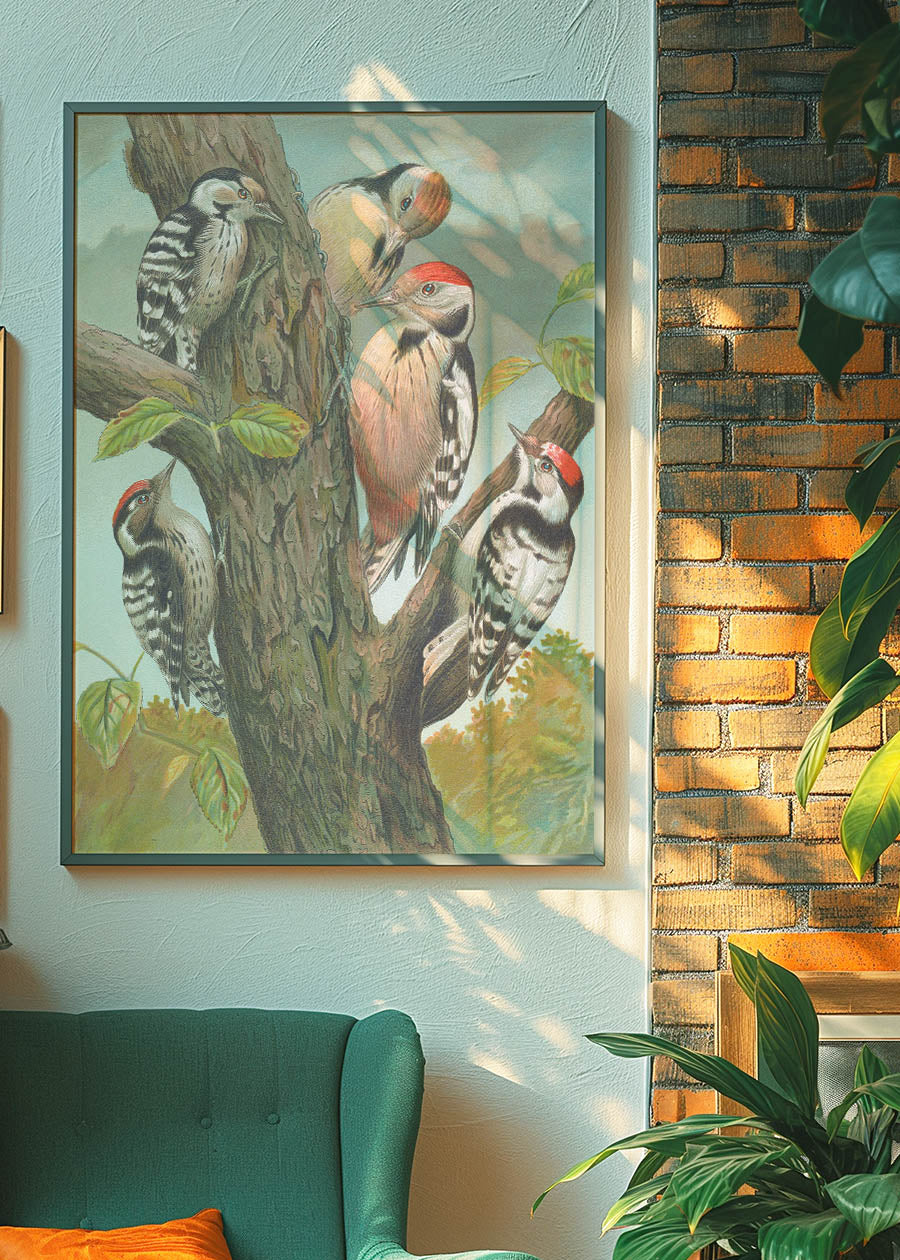 Spotted Woodpecker Vintage Bird Print by Johann Friedrich Naumann