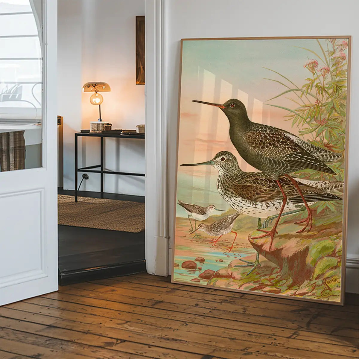 Spotted Redshank Vintage Bird Print by Johann Friedrich Naumann