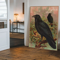 Common Raven Vintage Bird Print by Johann Friedrich Naumann