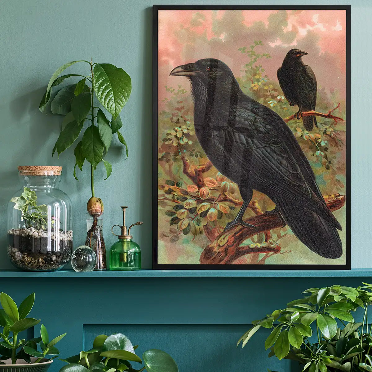 Common Raven Vintage Bird Print by Johann Friedrich Naumann