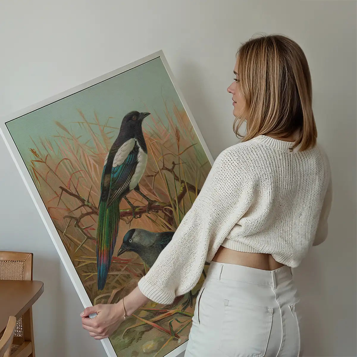 Magpies Vintage Bird Print by Johann Friedrich Naumann