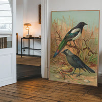Magpies Vintage Bird Print by Johann Friedrich Naumann