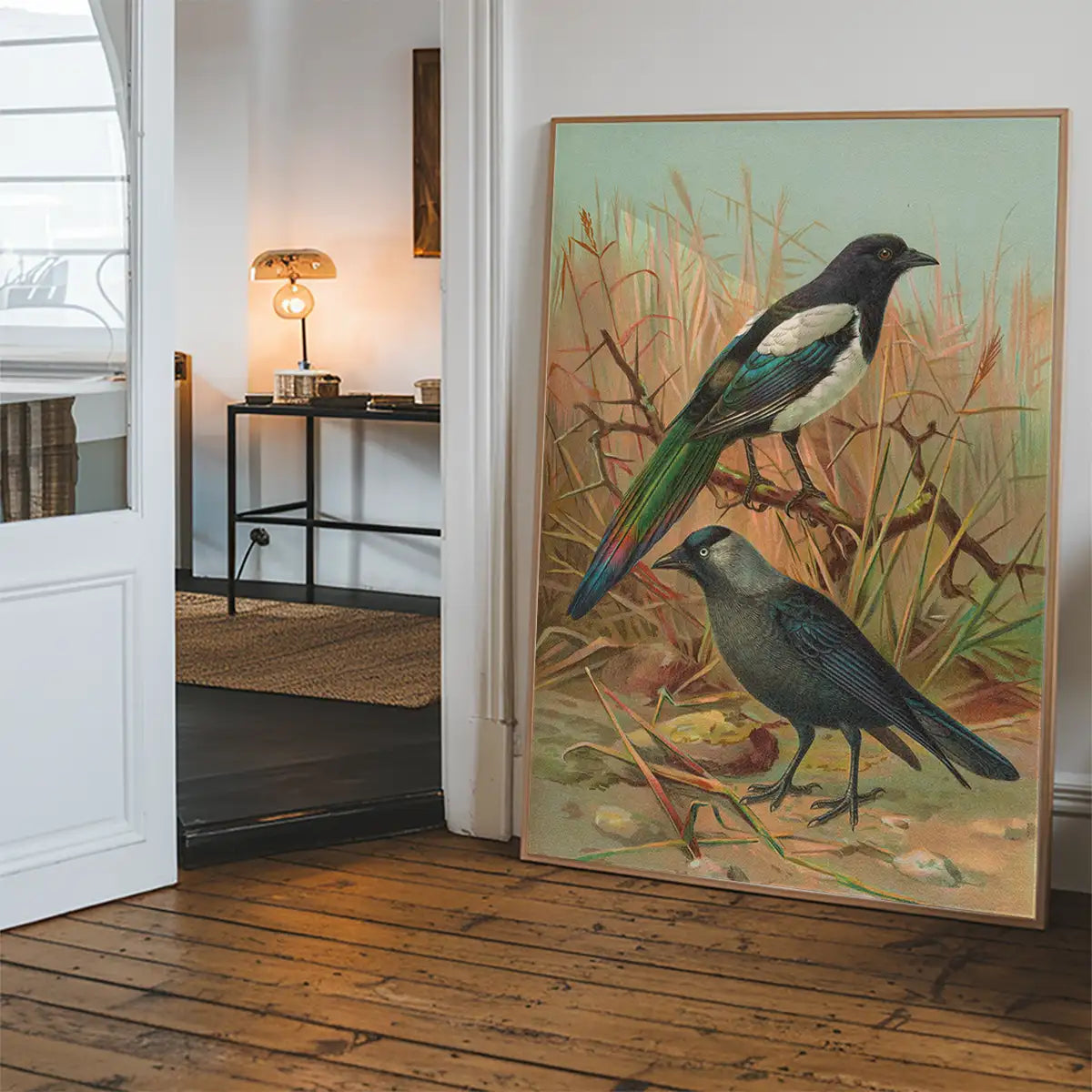 Magpies Vintage Bird Print by Johann Friedrich Naumann