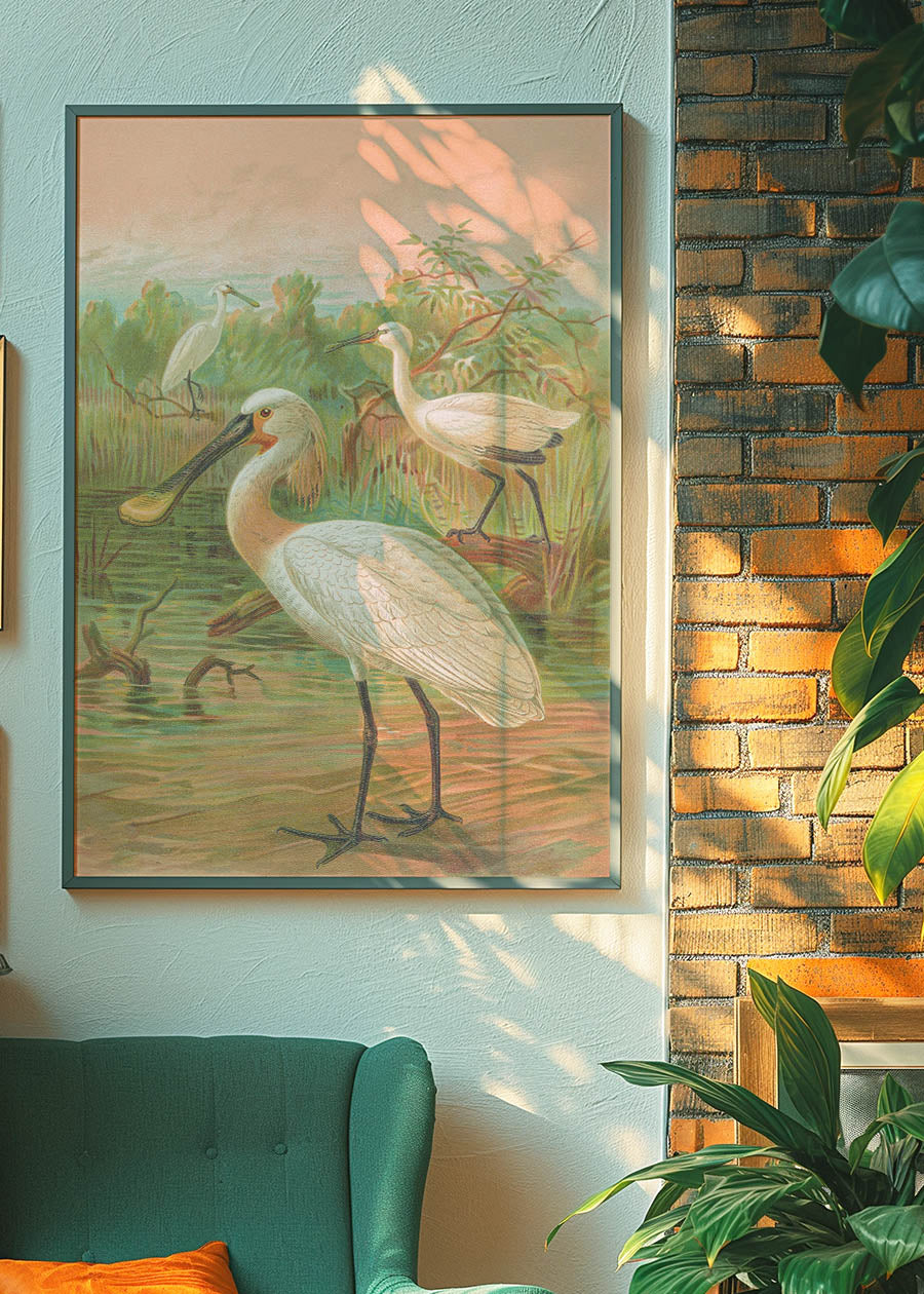 Spoonbill Vintage Bird Print by Johann Friedrich Naumann