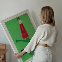 Green Vintage Campari Soda Graphic Design Alcohol Poster Print
