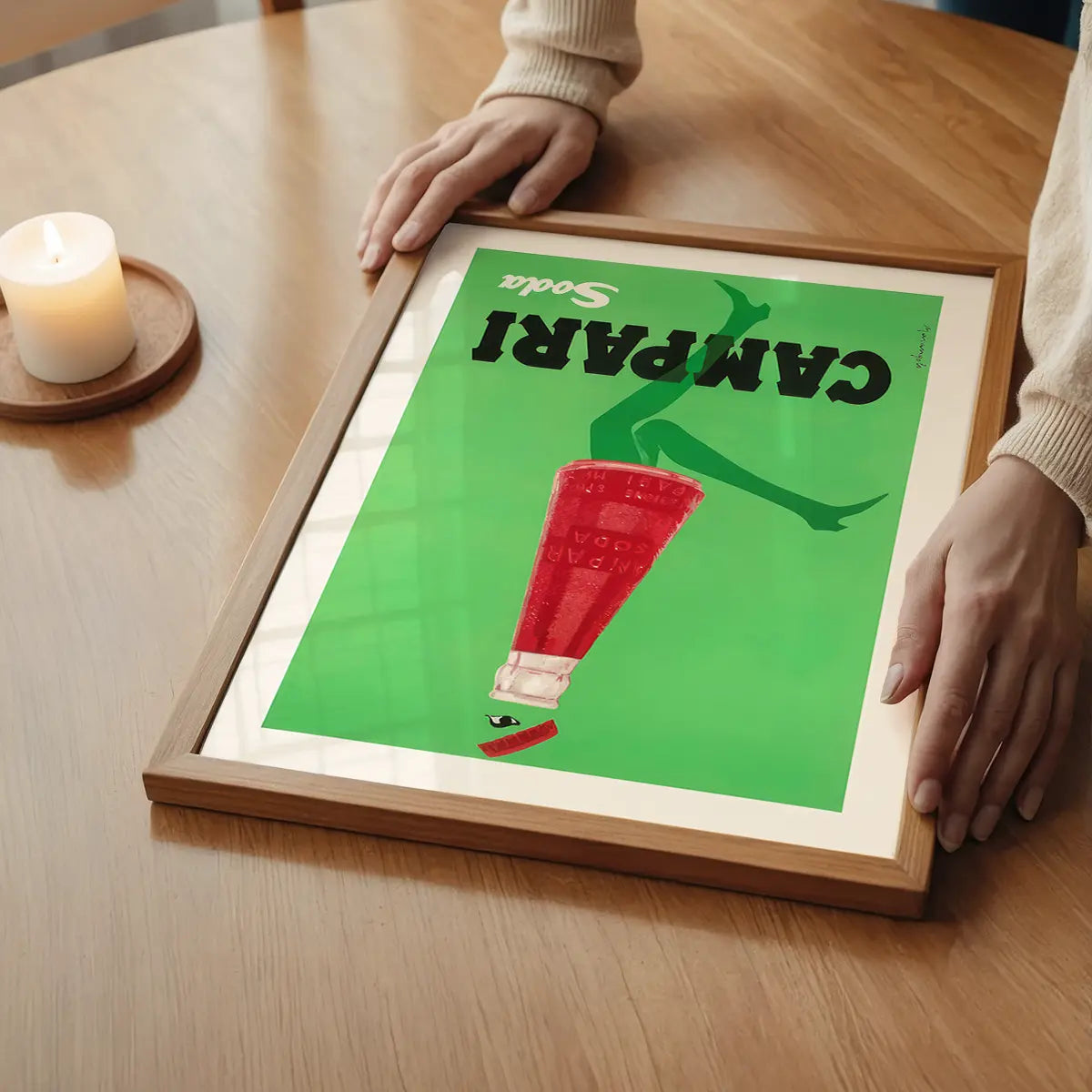 Green Vintage Campari Soda Graphic Design Alcohol Poster Print