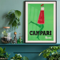 Green Vintage Campari Soda Graphic Design Alcohol Poster Print
