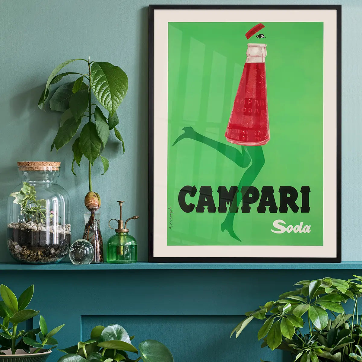 Green Vintage Campari Soda Graphic Design Alcohol Poster Print