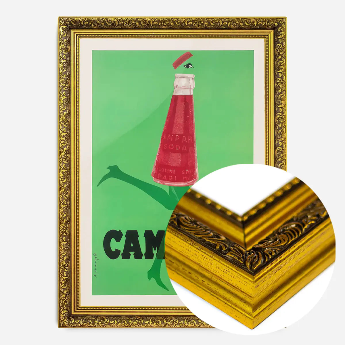 Green Vintage Campari Soda Graphic Design Alcohol Poster Print