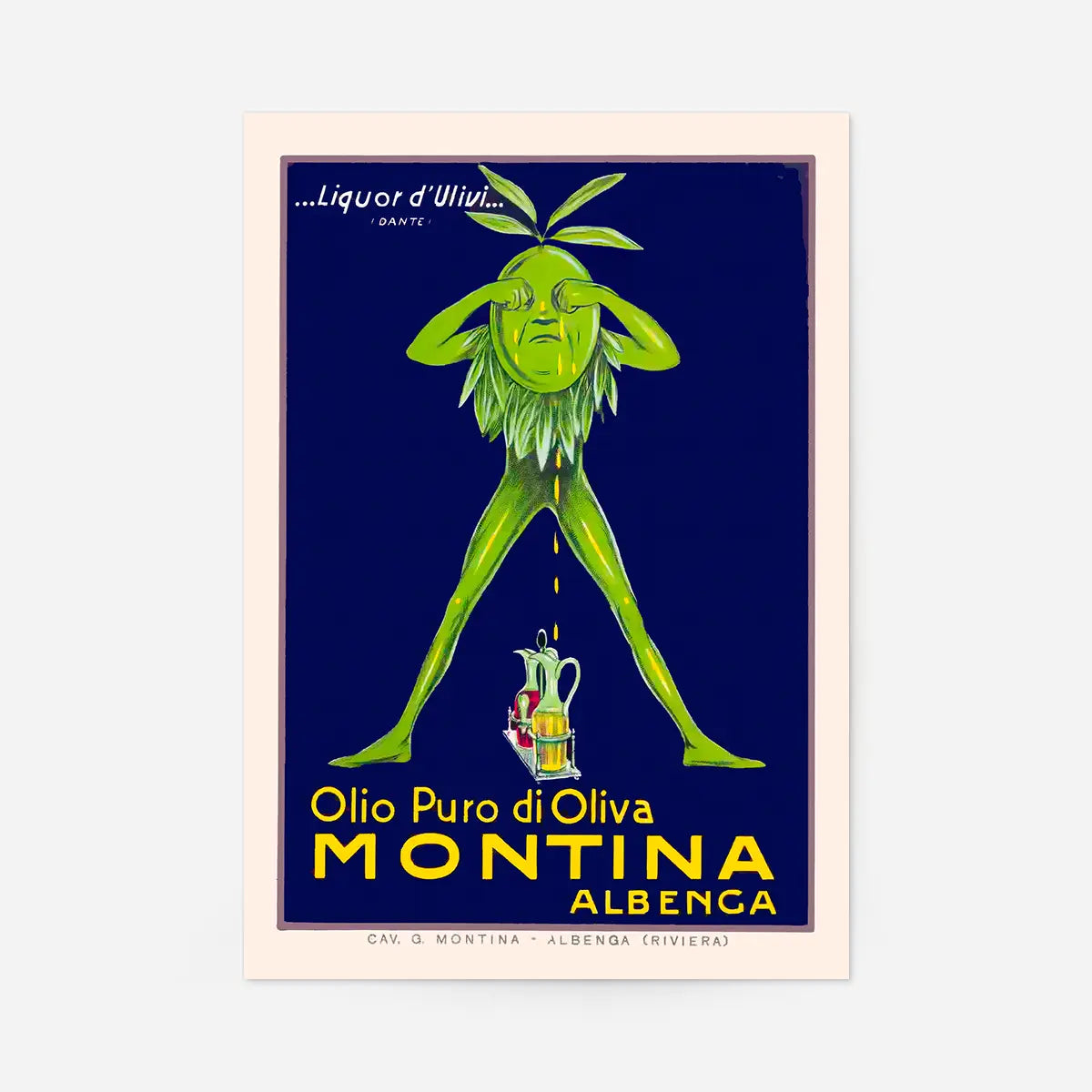 Vintage Olive Oil Montina Albenga Poster Print