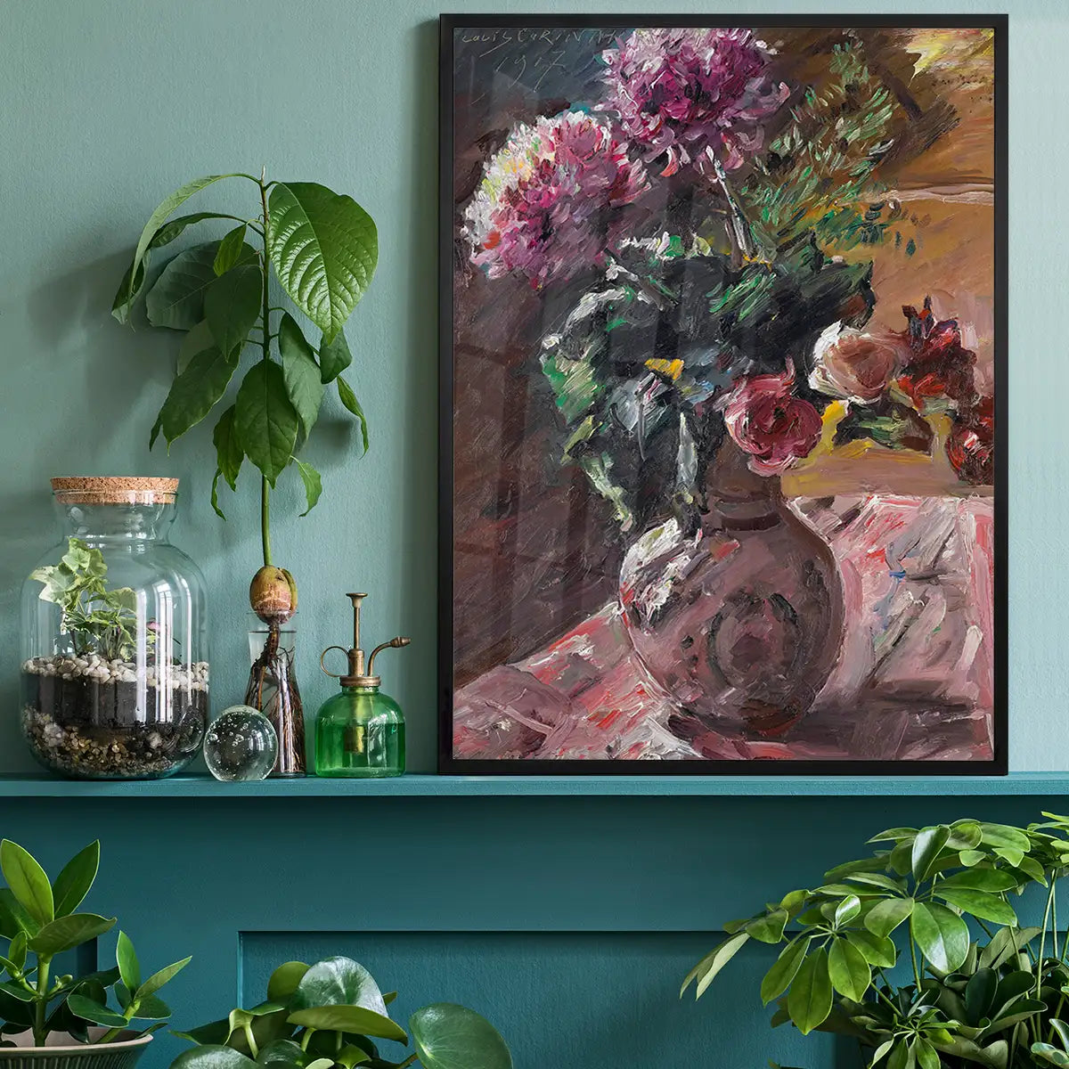 Chrysanthemums And Roses In A Pitcher by Lovis Corinth Poster Print