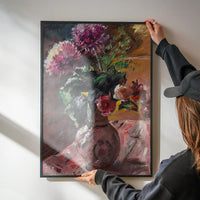 Chrysanthemums And Roses In A Pitcher by Lovis Corinth Poster Print