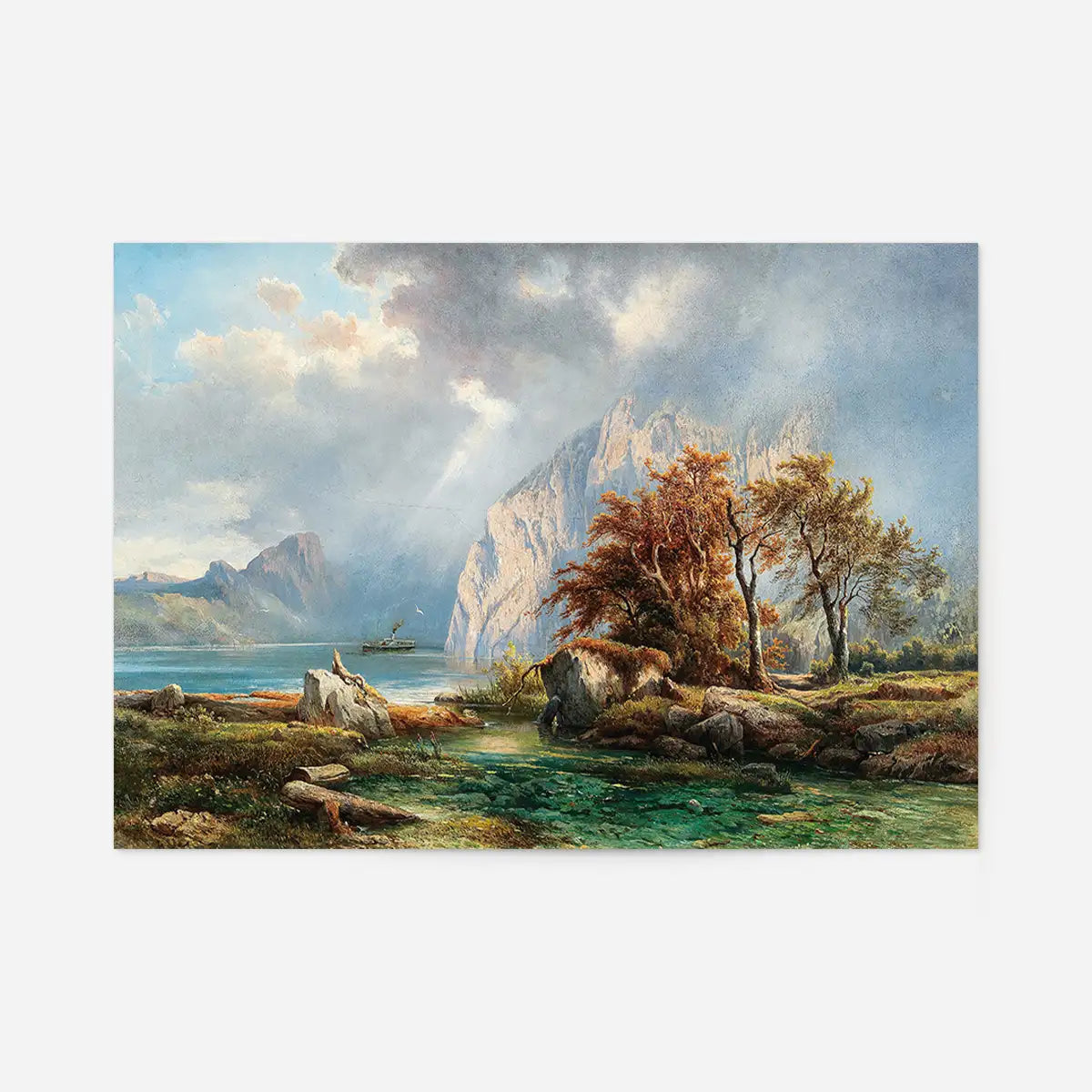 A View of Lake Wolfgangsee Print by Carl Franz Emanuel Haunold