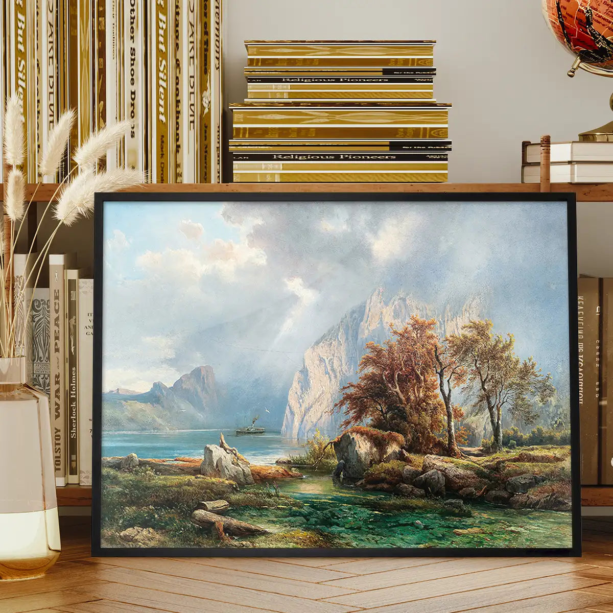 A View of Lake Wolfgangsee Print by Carl Franz Emanuel Haunold