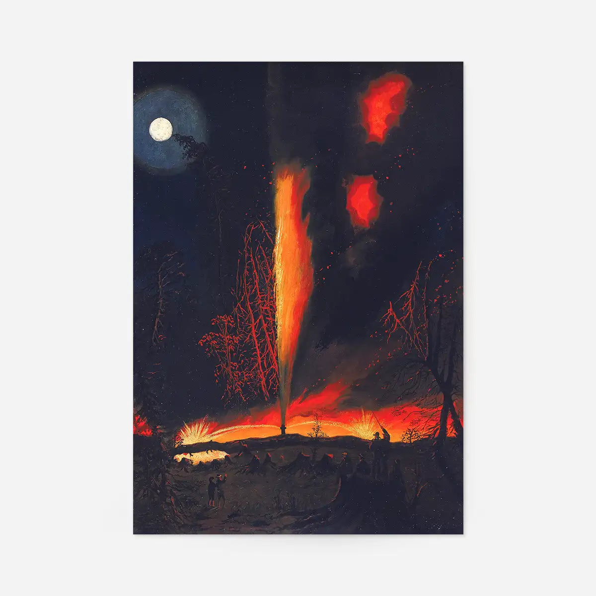 Burning Oil Well at Night Pennsylvania by James Hamilton Poster Print