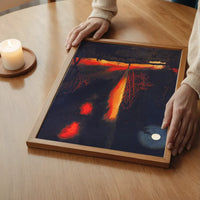 Burning Oil Well at Night Pennsylvania by James Hamilton Poster Print