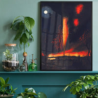 Burning Oil Well at Night Pennsylvania by James Hamilton Poster Print