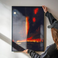 Burning Oil Well at Night Pennsylvania by James Hamilton Poster Print