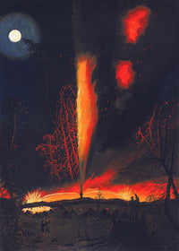 Burning Oil Well at Night Pennsylvania by James Hamilton Poster Print